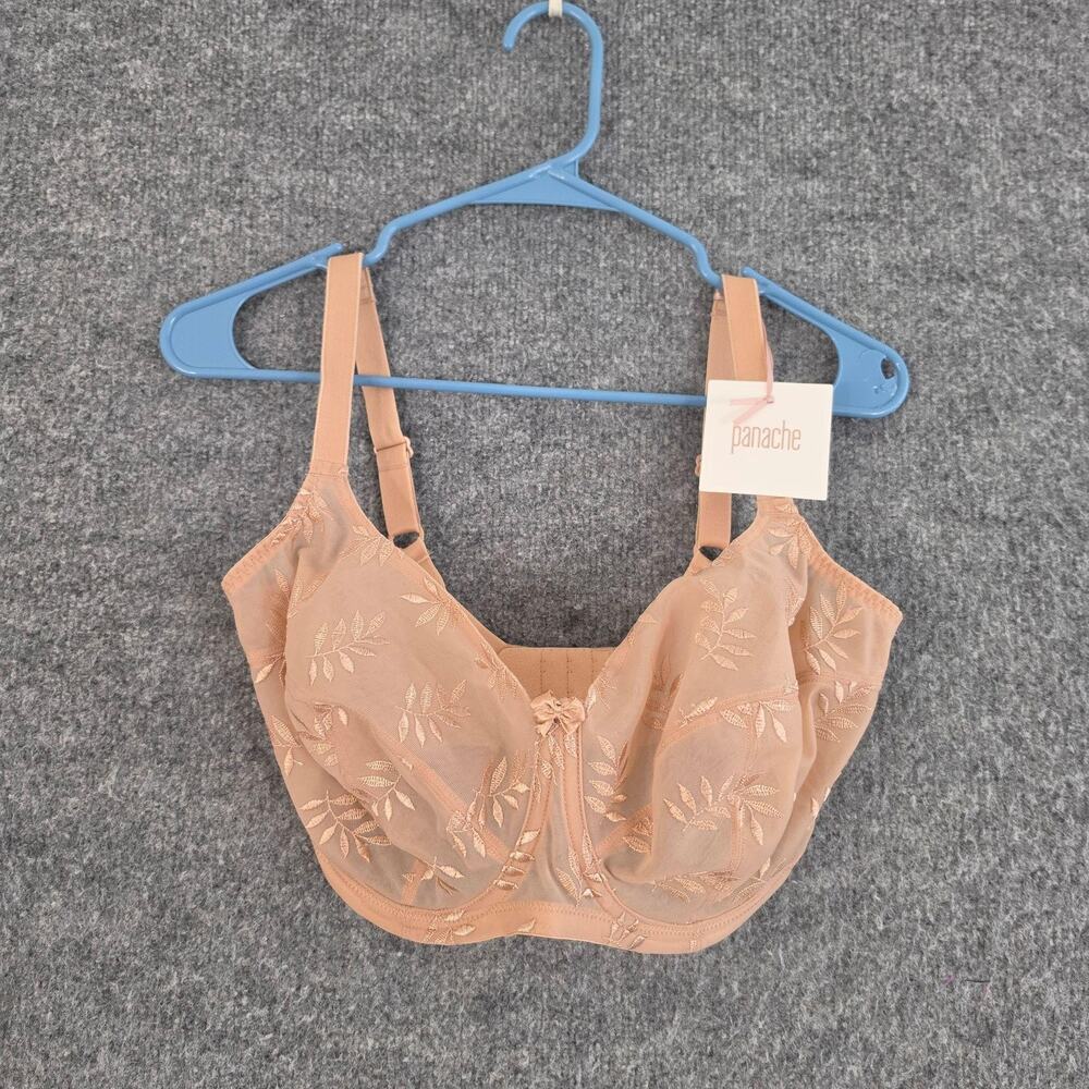 Panache Bra 32K Tango Balconette Honey Beige Sheer Embroidered Floral Unlined